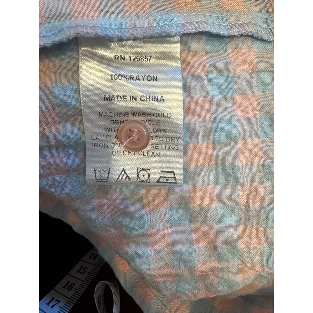The Shirt by Rochelle Behrens Hillary Dress XS Pastel Gingham Ruffle Sleeve - Picture 6 of 6